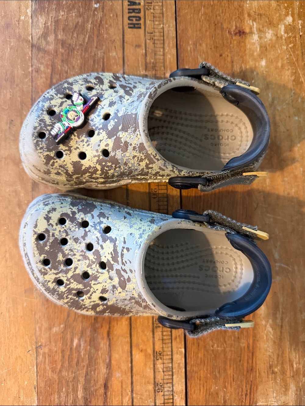 Toddler camo CROCS with adjustable strap sz. 8